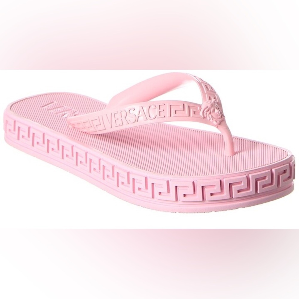 Versace greca flip flops thong pink